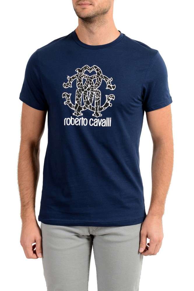 Roberto Cavalli “Beachwear” Men’s Blue Graphic Print T-Shirt Sz S M L XL 2XL
