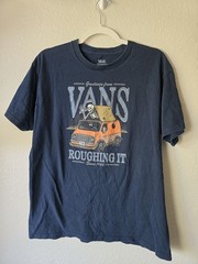 Vans “Roughin It Since 1966” Short Sleeve T-Shirt in Navy Blue Size LARGE
