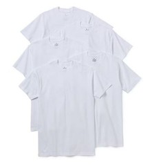 Stafford 5-Pack Bonus Pack Mens 100% Cotton Heavy Weight Crew-Neck T-Shirt White