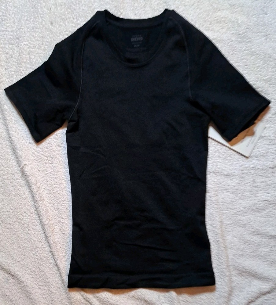 Spanx Seamless Crew Undershirt Mens Medium Black Ultra Sculpt 60012R New