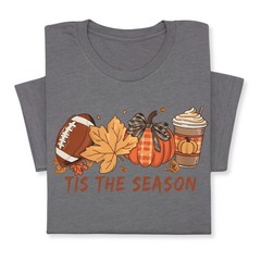 Tis the Season Fall T-Shirt, Pumpkin Spice & Football Autumn Tee