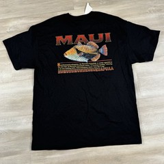 Vintage 90s Maui Hawaii Trigger Fish Humuhumu Pig Fish Black Mens Size Large NWT