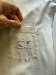 Vineyard Vines Men’s XL White 100% Cotton L/S Whale Graphic Crew Neck Pocket Tee