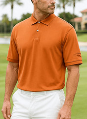 Tommy Bahama 18 Golf Men’s Orange Cotton Collared 3 Button Neck Polo T-Shirt sz