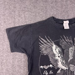 Vintage Fruit Of The Loom Shirt Mens Large Black Ely NV Bald Eagle Graphic Tee