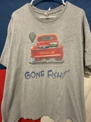 Vintage Delta Pro Weight Gone Fishin’ Red Pickup Truck Graphic T-Shirt Gray XL
