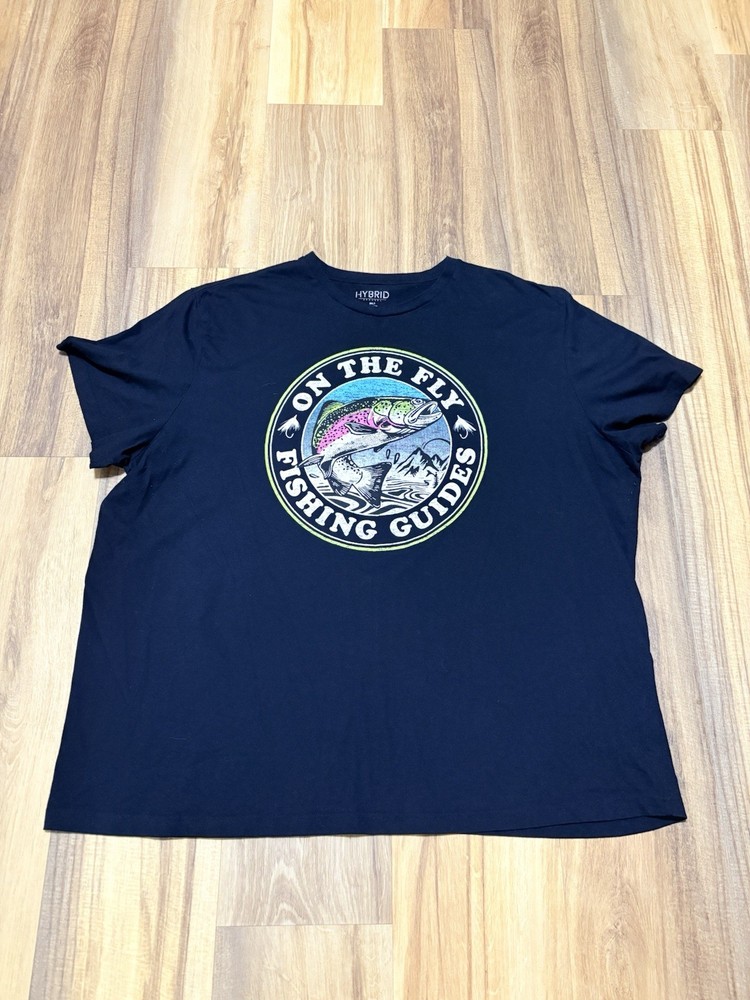 Hybrid On The Fly Fishing Guides Tee Shirt Men’s 3XLT Black