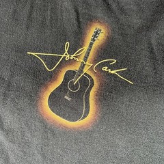 Johnny Cash Vintage Shirt Man In Black Double Sided Band Tee sz Large Signature