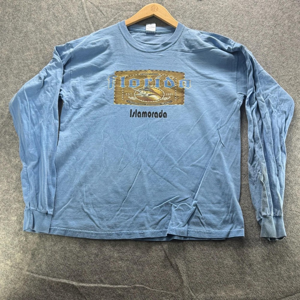 District Threads Shirt Mens XL Blue Florida Islamorada Graphic Long Sleeve