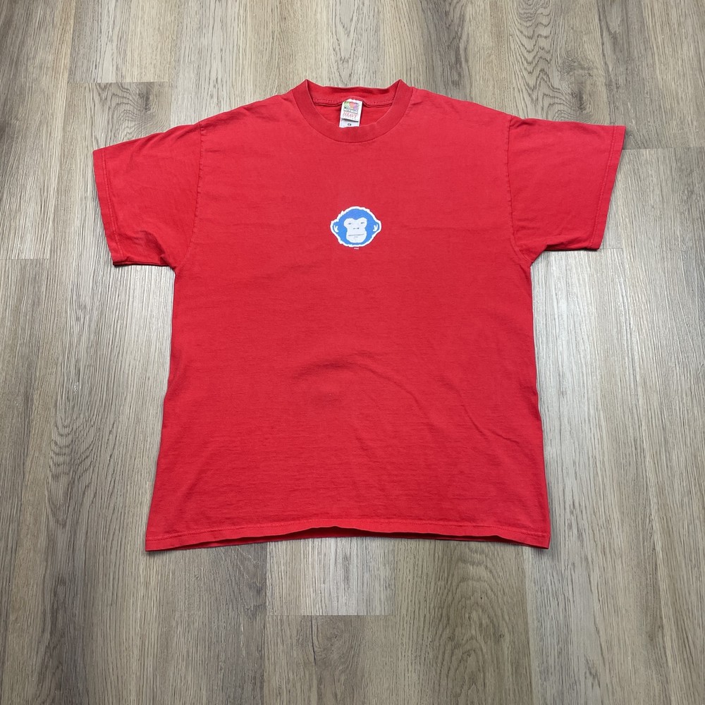Vintage Chaz Monkey Face Shirt Mens XL Red Fruit of the Loom Graphic Tee 90s