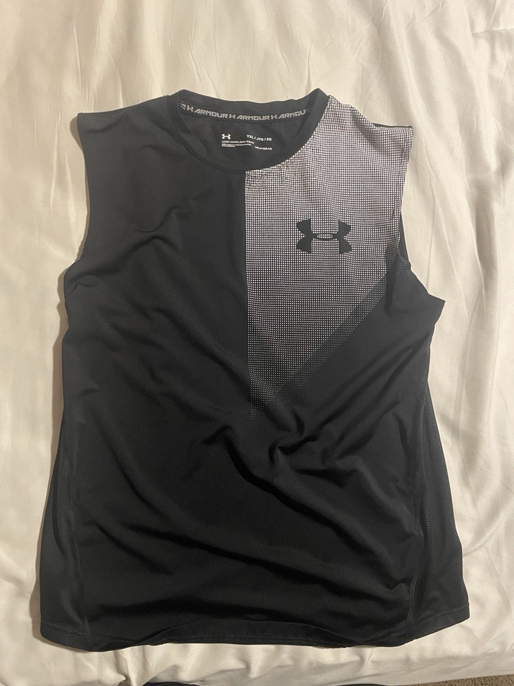 YXL Under Armour Men’s Sleeveless Training Tank Top – Black & White