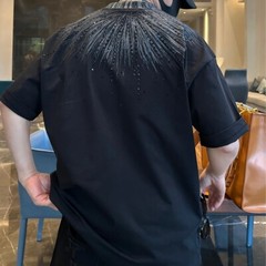 New Fashion Men Trendy Drill Rhinestone Diamond Summer Streetwear Luxury T-Shirt