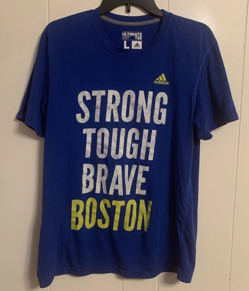 Adidas Ultimate Tee Strong. Blue, ‘Strong, Tough, Brave, Boston Men’s L Red Sox
