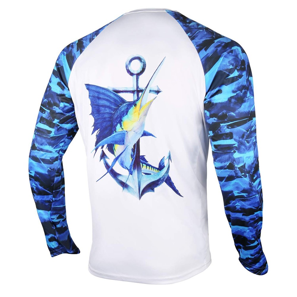 Men’s Long Sleeve Fishing Shirts UPF 50 UV Protection Sun Guard T-Shirts for