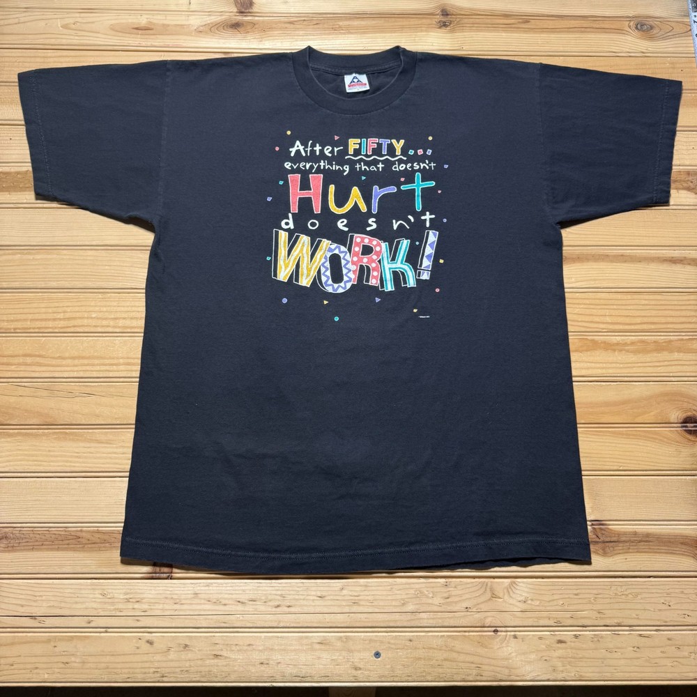 Vintage 90s After Fifty Funny Birthday Celebration Confetti Graphic T-Shirt – XL