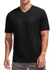 Men’s V-Neck T-Shirt – Premium 95% Cotton 5% Spandex Soft Slim Fit Tee, Breat…
