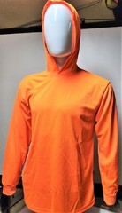 Orange Long Sleeve Safety Shirt With Hoodie, Polyester Birdeye mesh Quick Dry