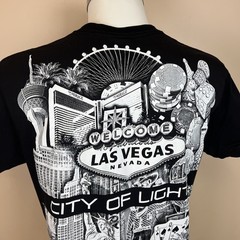 Las Vegas “City Of Lights” AOP T-Shirt Adult L Black & White All Over Print Y2K
