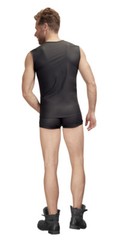 Men’s Black Mesh Wetlook Sleeveless Shirt Clubwear Tank Top
