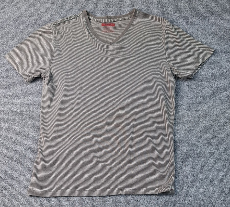 Alfani Men’s Size Medium Striped Knit Stretch T-Shirt Cotton Blend Short Sleeve