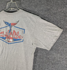 Salt Life Mens Large Gray Cotton USA Whale Graphic Short Sleeve Pocket T-Shirt
