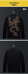Fashion Dragon Trend Rhinestone Long Sleeve Luxury Men T-Shirt Plus Size 6XL