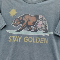 California Stay Golden Bear Tee Shirt Blue Bear Swim Shorts Graphic Size Medium