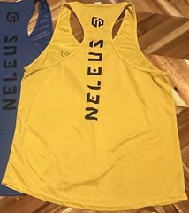 NELEUS ‘Dry Fit Logo Muscle’ Mesh Tank Top Men’s L Gym Workout Exercise Ylw NWT!
