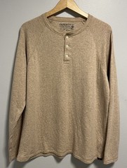 Faherty Mens Cloud Cotton Long Sleeve Henley Shirt Pima Cotton Beige Tan Size XL