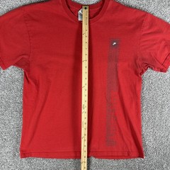Vtg Nike Shirt Mens L Red Double Sided Spellout Logo T-Shirt Silver Tag Y2K