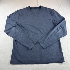 Public Rec Long Sleeve Shirt Mens M Blue Crewneck Pima Cotton Preppy Active Top