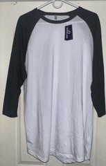 City Lab Long Sleeve Baseball Ringer White/Black T-Shirt Mens Size 2XL NWT