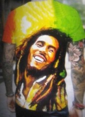 Bob Marley polyester double sided T-Shirt size XL 42 inch chest Very Colorful