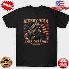 250th Anniversary USA Big Boy 4014 Train Vintage US Flag T-Shirt S-5XL