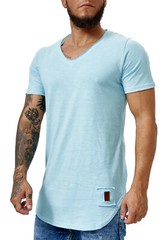 Mens T-Shirt Body Fitness Deep V Neck Long Shirt Casual Basic