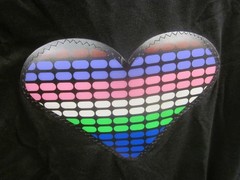 Heart LED Panel Light Up T Shirt Sound Activated Disco Fun DJ Party Rave Size L