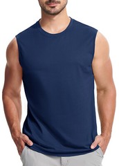 Mens Casual Workout Tank Gym Cotton Sleeveless Quick Dry Swim Sport Muscle Shirt
