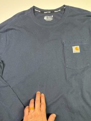 Carhartt Force Men’s XL Relaxed Fit Midweight Long-Sleeve Pocket T-Shirt Navy