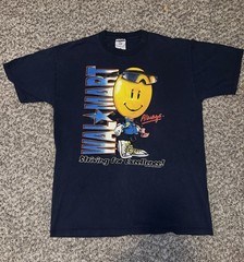 Vintage 90s Walmart smiley face t-shirt tee striving for excellence