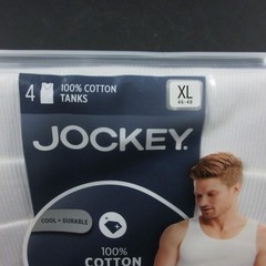 New Jockey 4 Pack Men’s Stay Cool Cotton Tanks Size Extra Large XL White