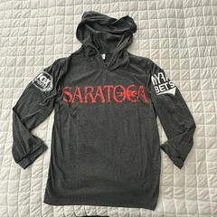 Saratoga Race Track Hooded T-Shirt Adult Medium Gray Fox Sports Long Sleeve