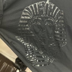 Men’s Large King Tut Egypt Pharoah Glossy Black T-Shirt Tee Shirt