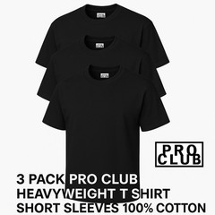 3 PACK PRO CLUB MENS PLAIN SHORT SLEEVE T SHIRT HEAVYWEIGHT COTTON