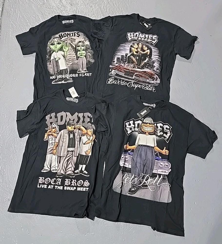 Homies T-Shirt Lot 4pc Black Men’s SZ Medium New W Tag – Low Rider ICE Alien (F)