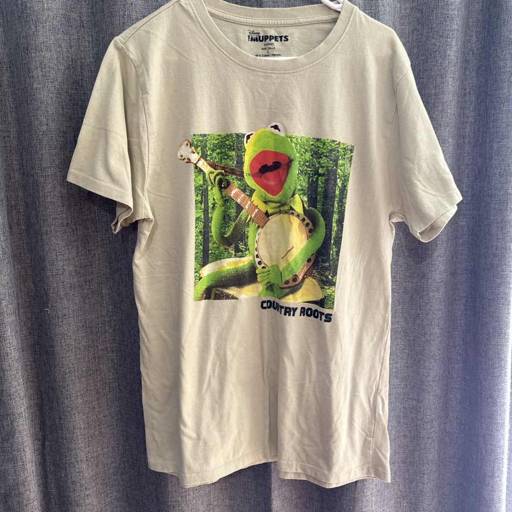 Disney The Muppets Kermit The Frog Country Roots Shirt Short Sleeve Mens L