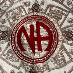 Vtg Narcotics Anonymous Yazbek Shirt Mens XL Tan Sober Mexico Mayan Sun Stone