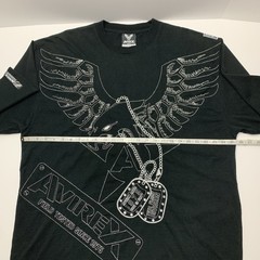 Vintage Avirex T-Shirt Y2k Eagle Dog Tag Black Oversized Tee Mens Size 3XL