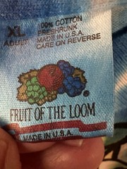 Vintage Fruit of the Loom Single Stitch USA L/XL 48” Tie dye Peace Signs T Shirt