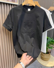 New Men Fashion Trend Tiger Embroidery Summer Short Sleeve Luxury Cotton T-Shirt