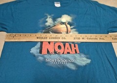 Sight & Sound Noah Ark T-Shirt Large Teal Biblical Theater Graphic Jesus Tee